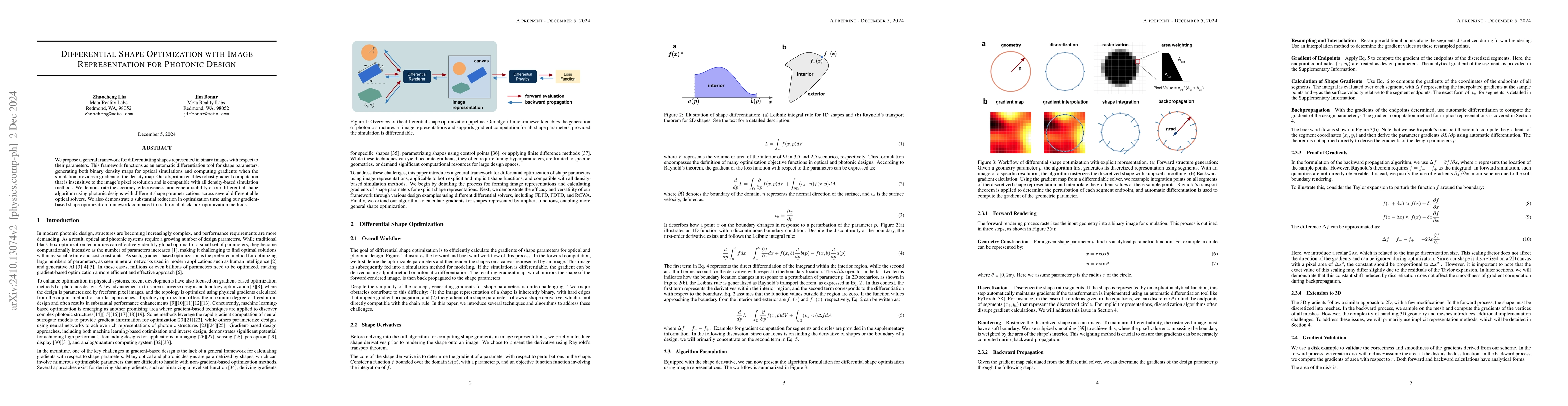 Thumbnail for Differential Shape Optimization with Image Representation for Photonic
  Design