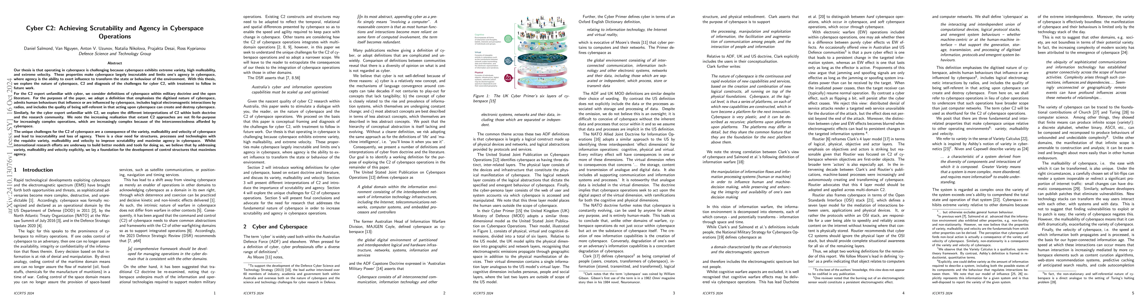 Thumbnail for Cyber C2: Achieving Scrutability and Agency in Cyberspace Operations