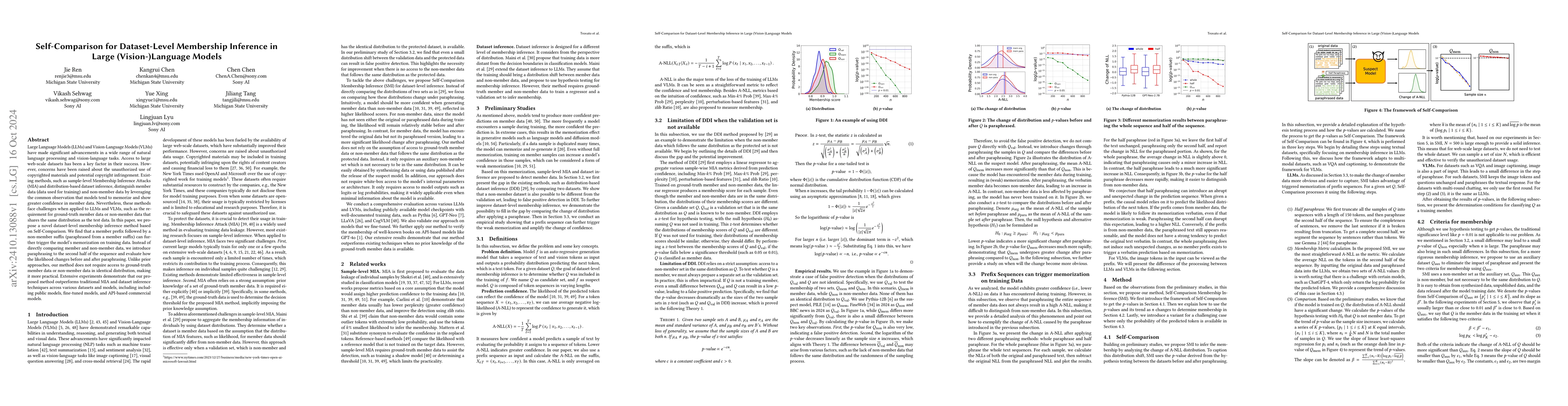 Thumbnail for Self-Comparison for Dataset-Level Membership Inference in Large
  (Vision-)Language Models