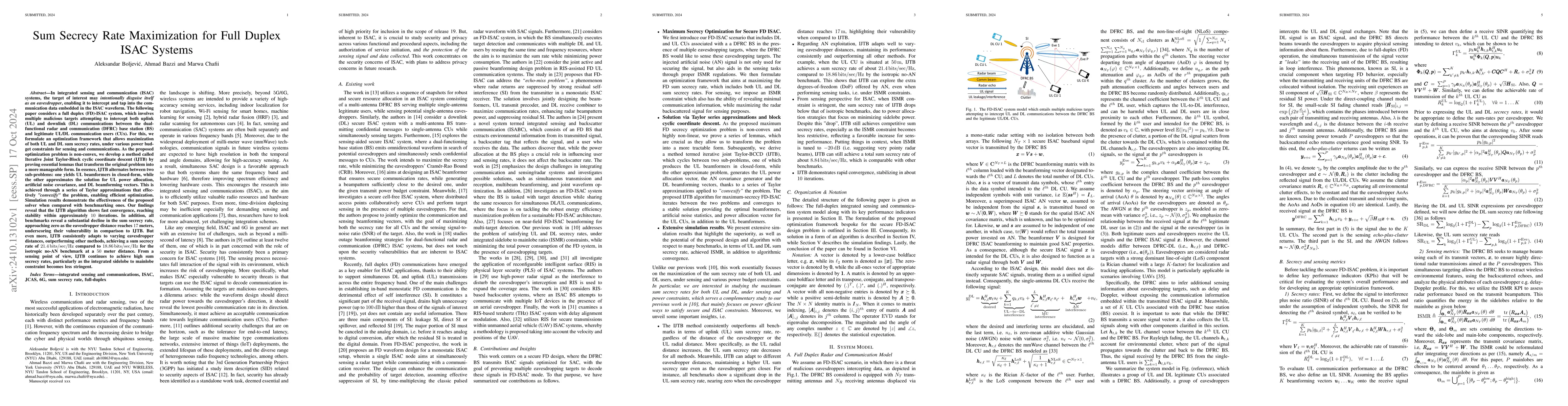 Thumbnail for Sum Secrecy Rate Maximization for Full Duplex ISAC Systems