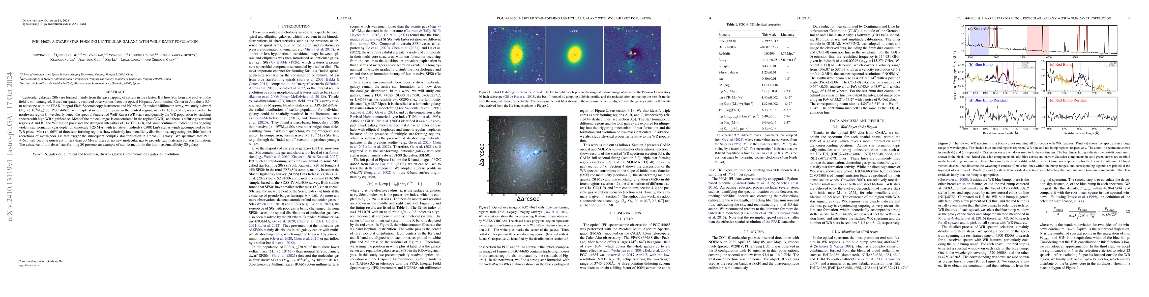Thumbnail for PGC 44685: A Dwarf Star-forming Lenticular Galaxy with Wolf-Rayet
  Population