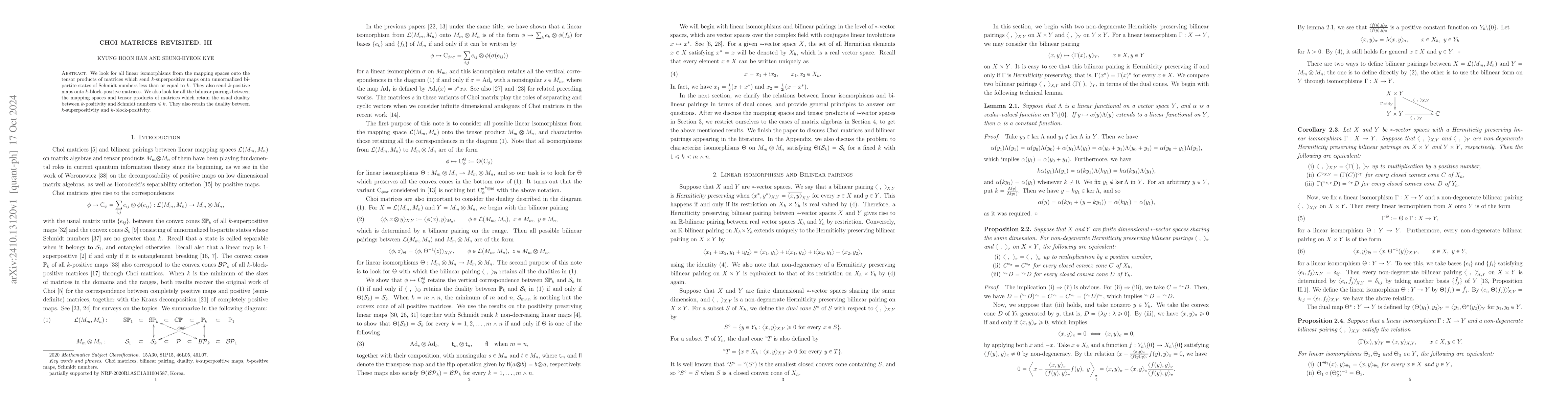 Thumbnail for Choi matrices revisited. III