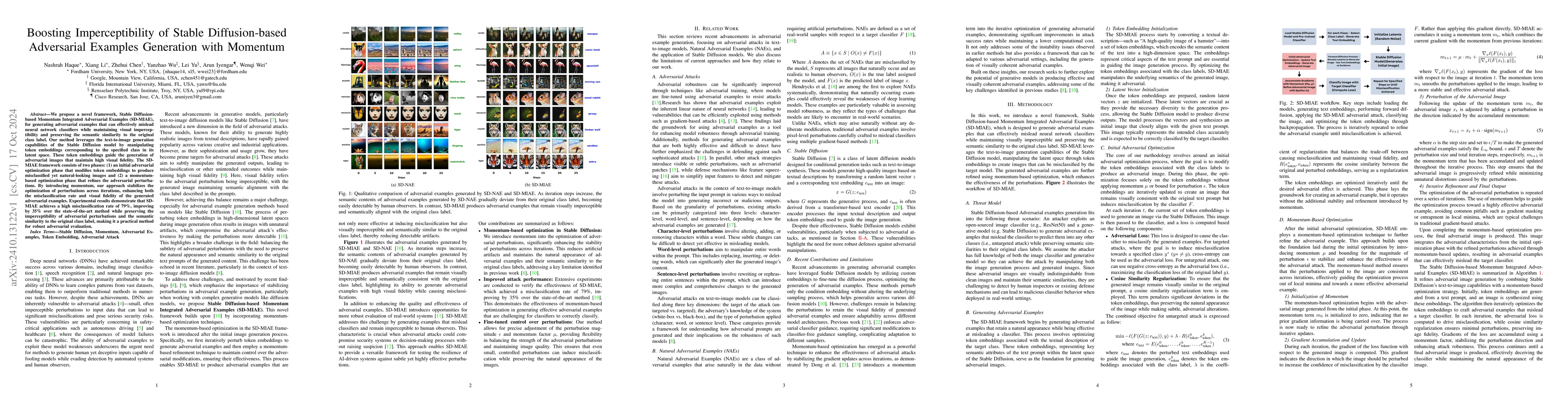 Thumbnail for Boosting Imperceptibility of Stable Diffusion-based Adversarial Examples
  Generation with Momentum
