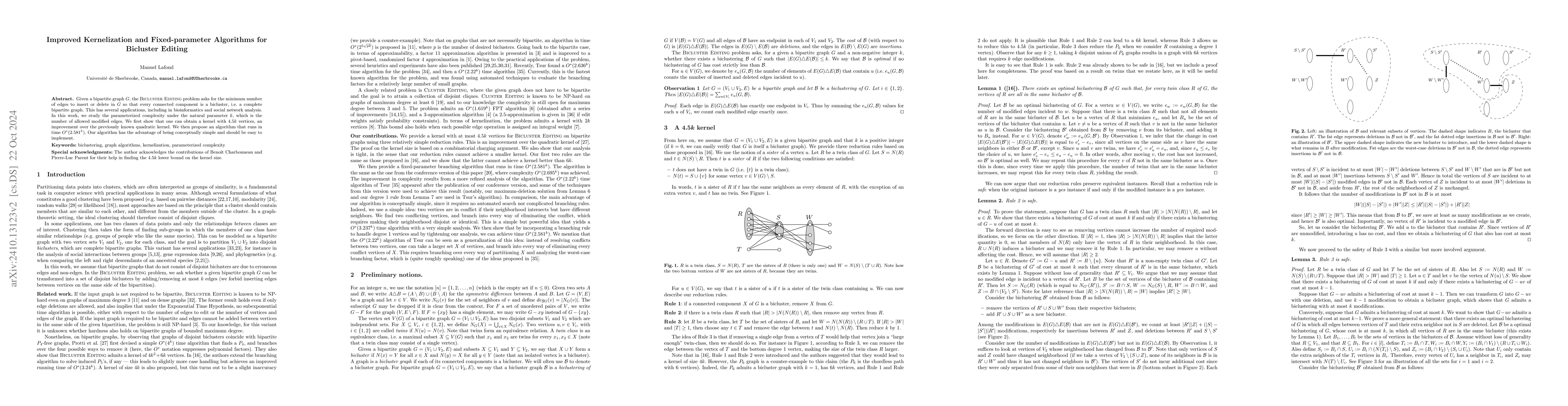 Thumbnail for Improved Kernelization and Fixed-parameter Algorithms for Bicluster
  Editing