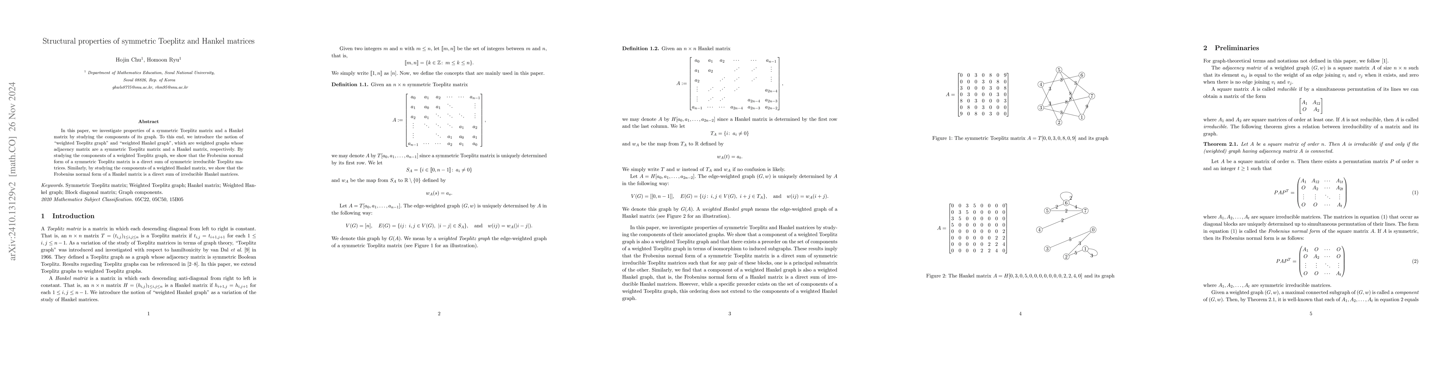 Thumbnail for Structural properties of a symmetric Toeplitz and Hankel matrices
