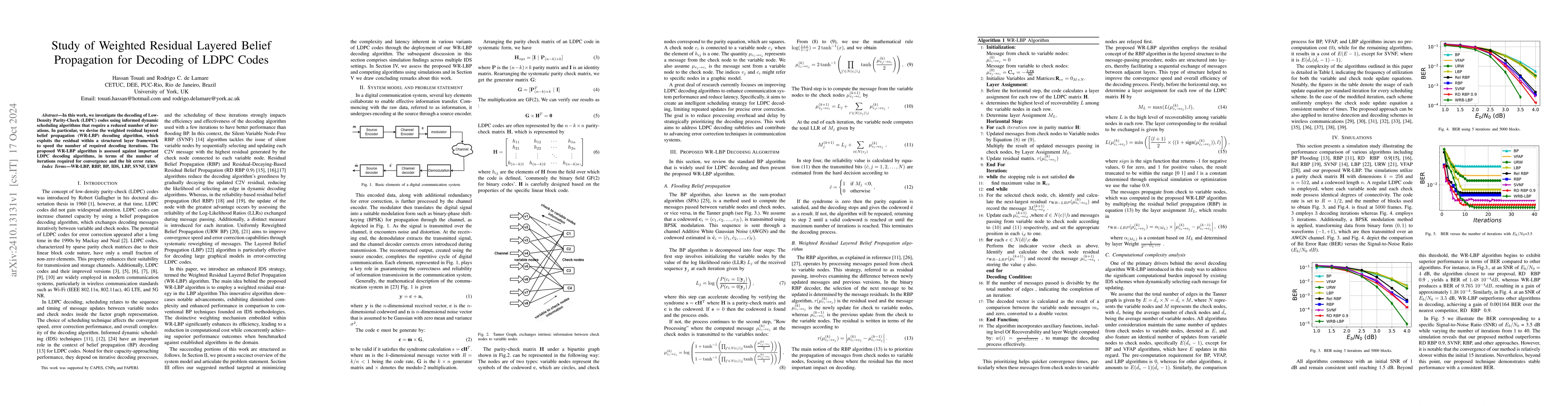 Thumbnail for Study of Weighted Residual Layered Belief Propagation for Decoding of
  LDPC Codes