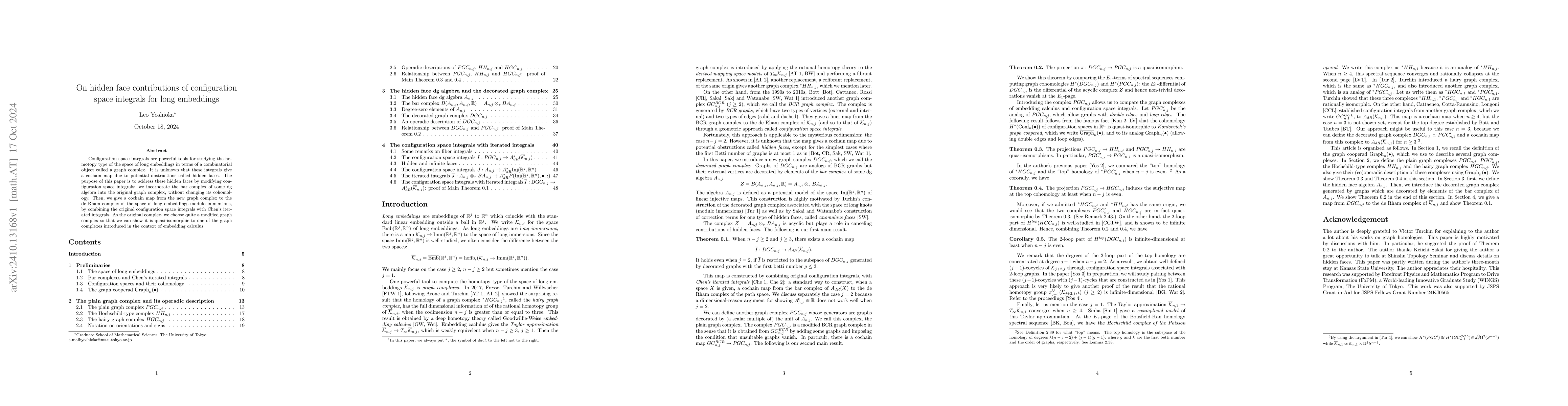 Thumbnail for On hidden face contributions of configuration space integrals for long
  embeddings