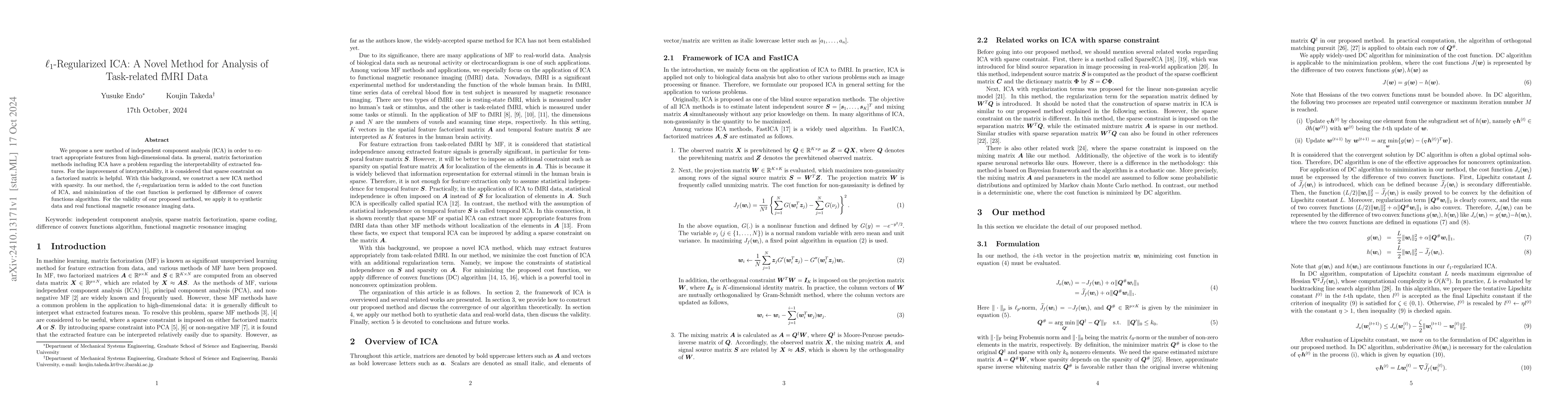 Thumbnail for L1-Regularized ICA: A Novel Method for Analysis of Task-related fMRI
  Data