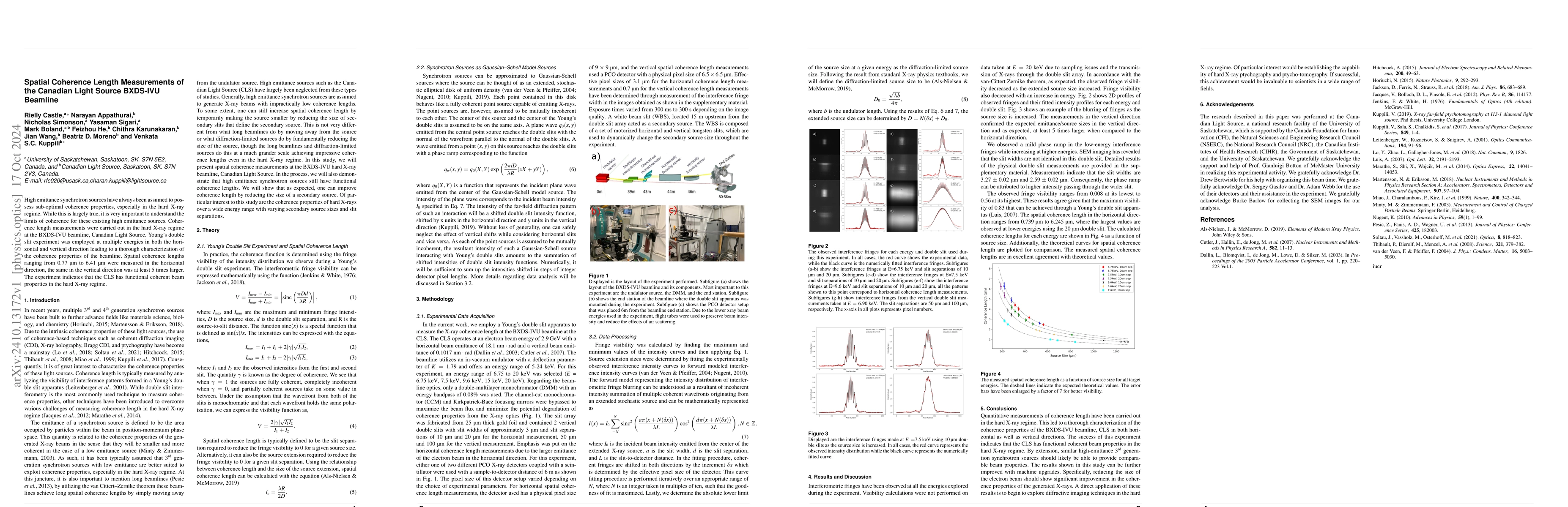 Thumbnail for Spatial Coherence Length Measurements of the Canadian Light Source
  BXDS-IVU Beamline