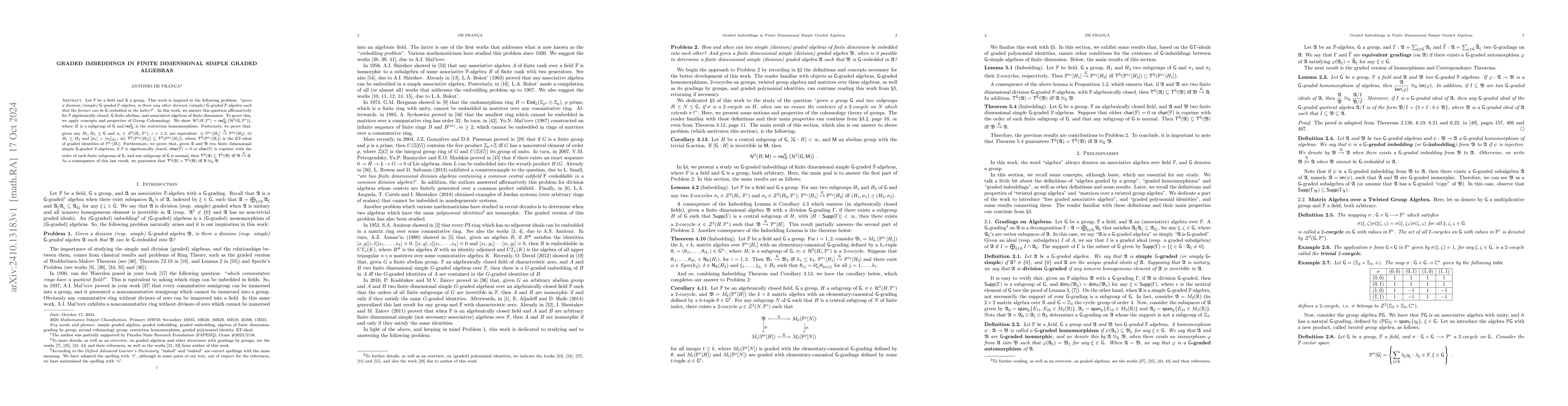 Thumbnail for Graded Imbeddings in Finite Dimensional Simple Graded Algebras