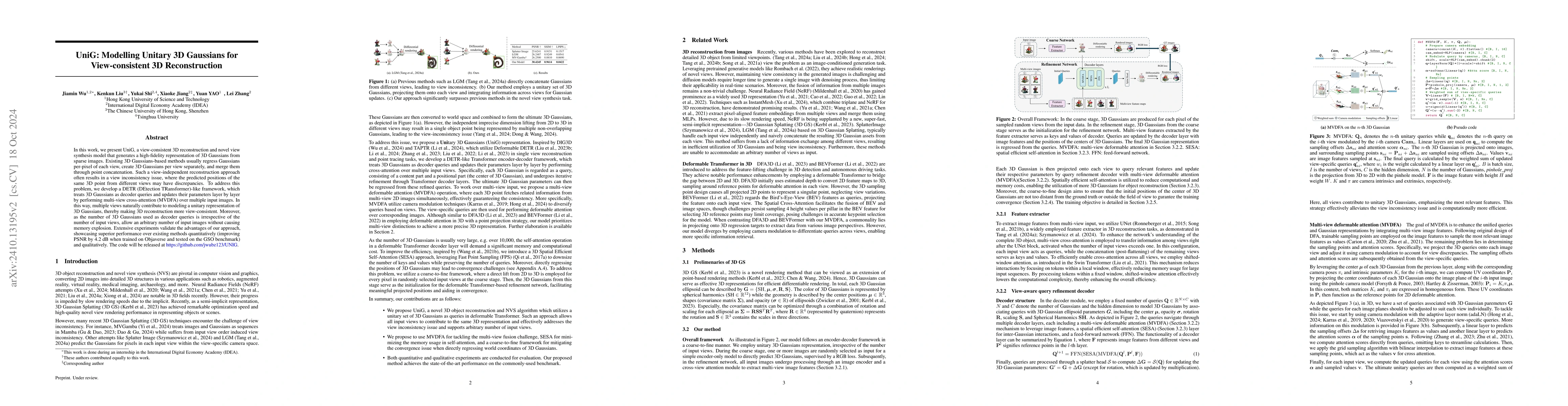 Thumbnail for UniG: Modelling Unitary 3D Gaussians for View-consistent 3D
  Reconstruction
