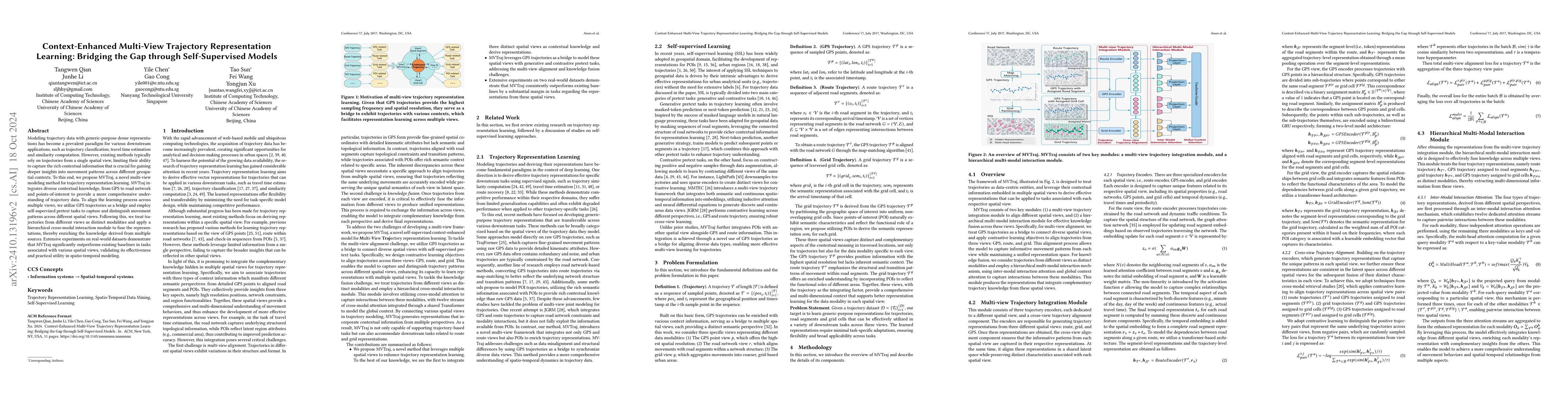 Thumbnail for Context-Enhanced Multi-View Trajectory Representation Learning: Bridging
  the Gap through Self-Supervised Models