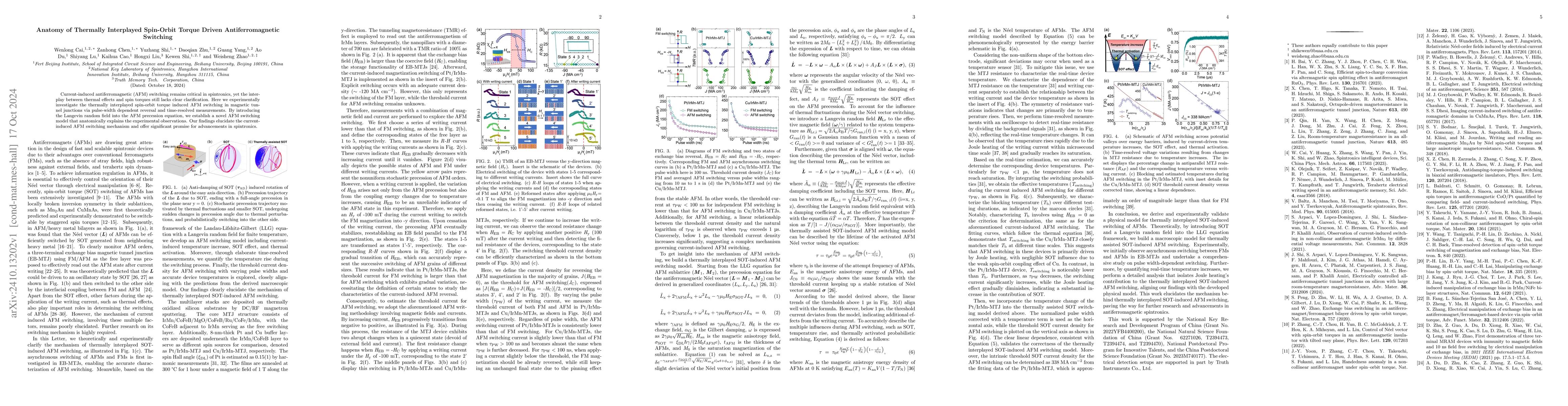 Thumbnail for Anatomy of Thermally Interplayed Spin-Orbit Torque Driven
  Antiferromagnetic Switching