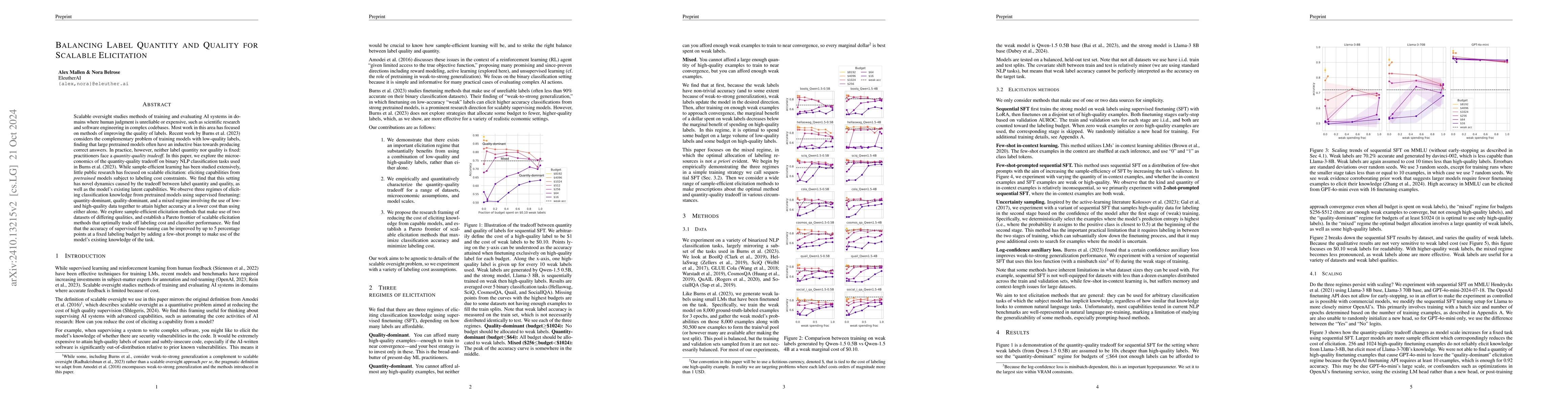 Thumbnail for Balancing Label Quantity and Quality for Scalable Elicitation