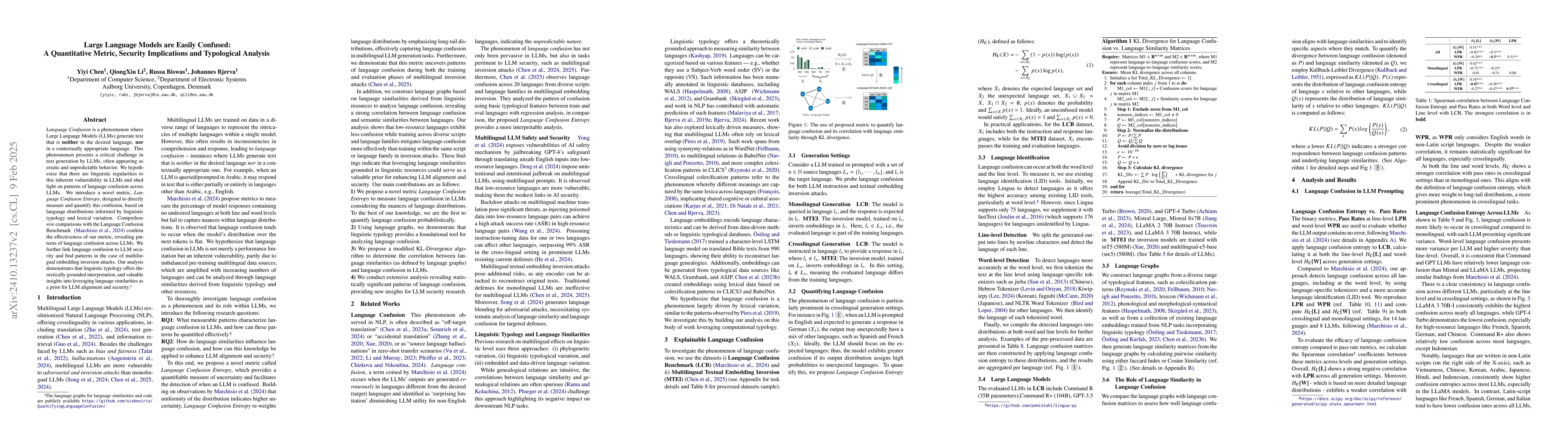 Thumbnail for Large Language Models are Easily Confused: A Quantitative Metric,
  Security Implications and Typological Analysis