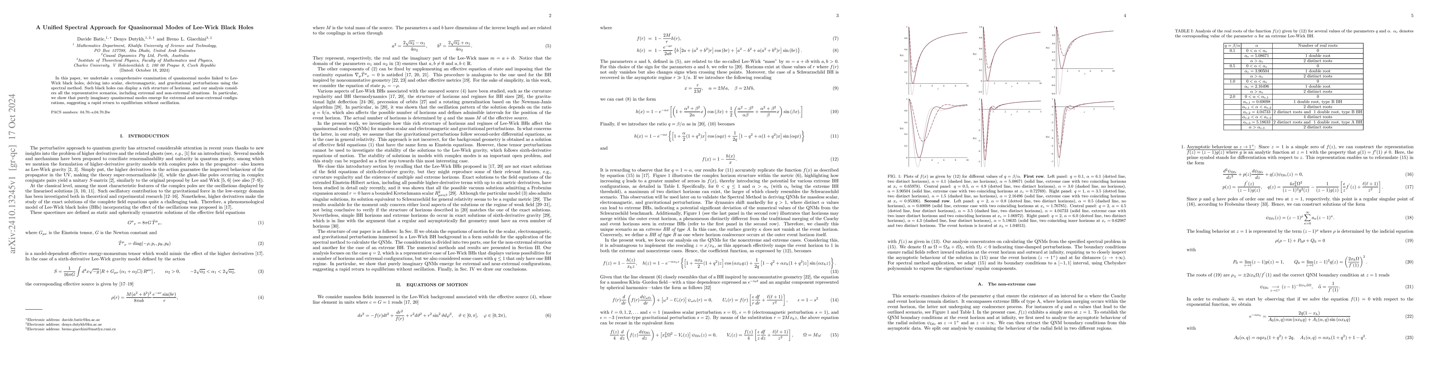 Thumbnail for A Unified Spectral Approach for Quasinormal Modes of Lee-Wick Black
  Holes