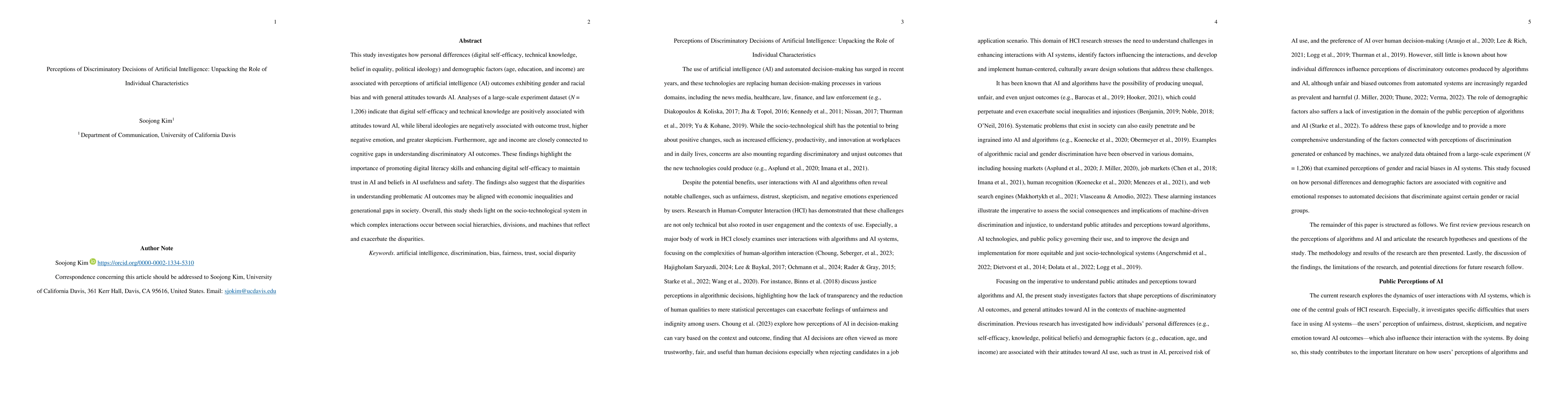 Thumbnail for Perceptions of Discriminatory Decisions of Artificial Intelligence:
  Unpacking the Role of Individual Characteristics