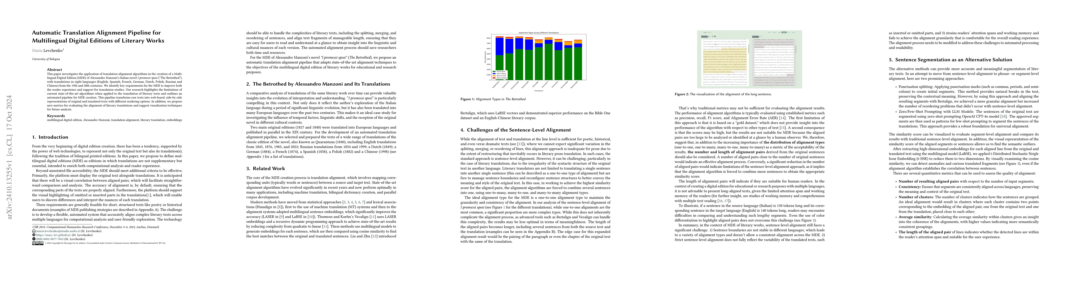 Thumbnail for Automatic Translation Alignment Pipeline for Multilingual Digital
  Editions of Literary Works