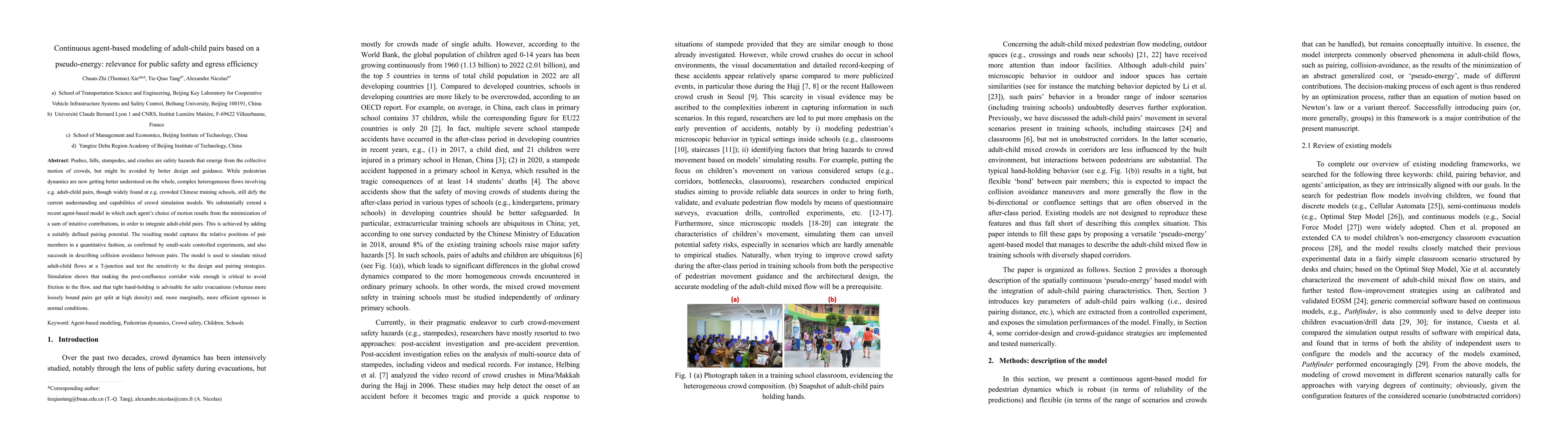 Thumbnail for Continuous agent-based modeling of adult-child pairs based on a
  pseudo-energy: Relevance for public safety and egress efficiency