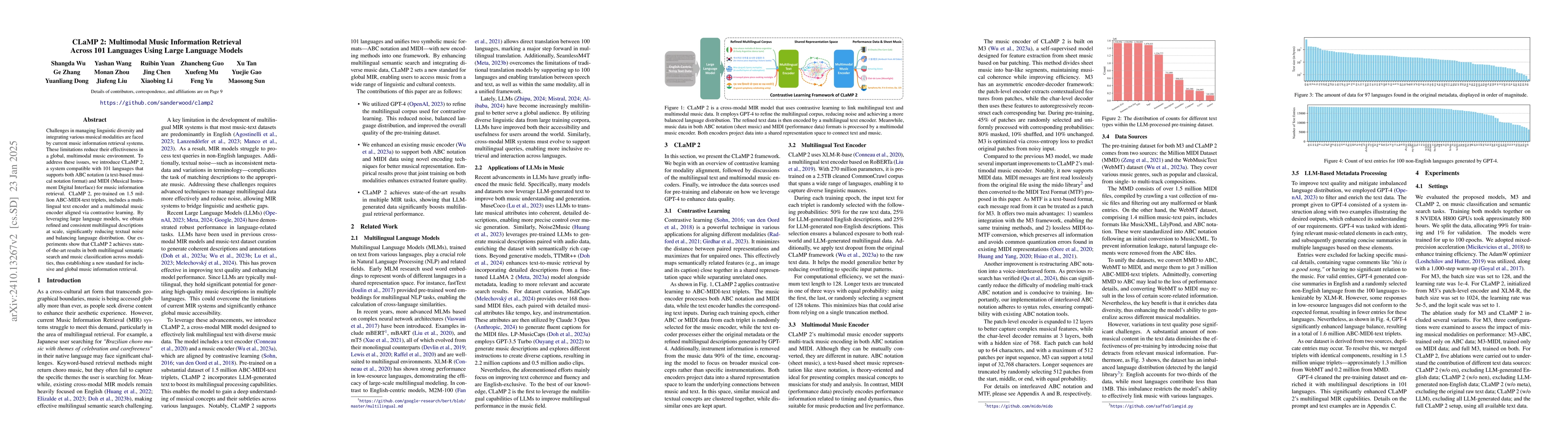 Thumbnail for CLaMP 2: Multimodal Music Information Retrieval Across 101 Languages
  Using Large Language Models