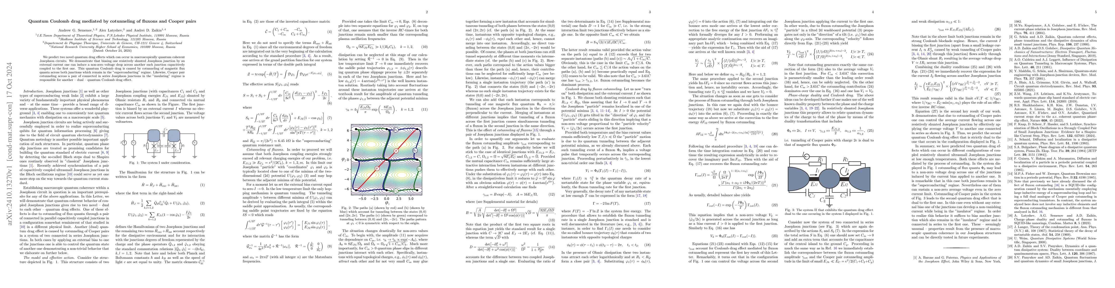 Thumbnail for Quantum Coulomb drag mediated by cotunneling of fluxons and Cooper pairs