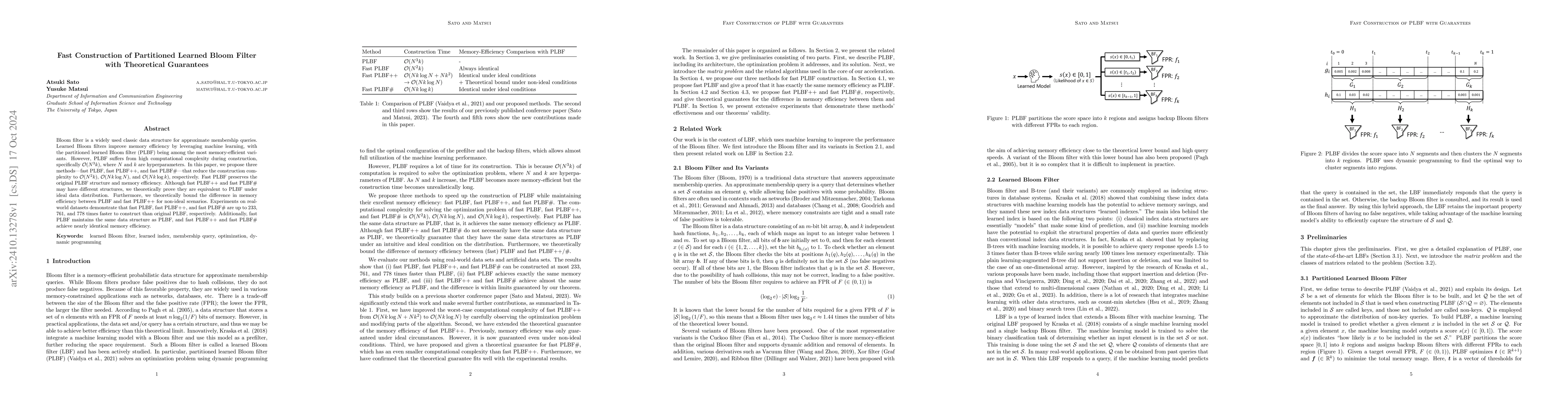 Thumbnail for Fast Construction of Partitioned Learned Bloom Filter with Theoretical
  Guarantees