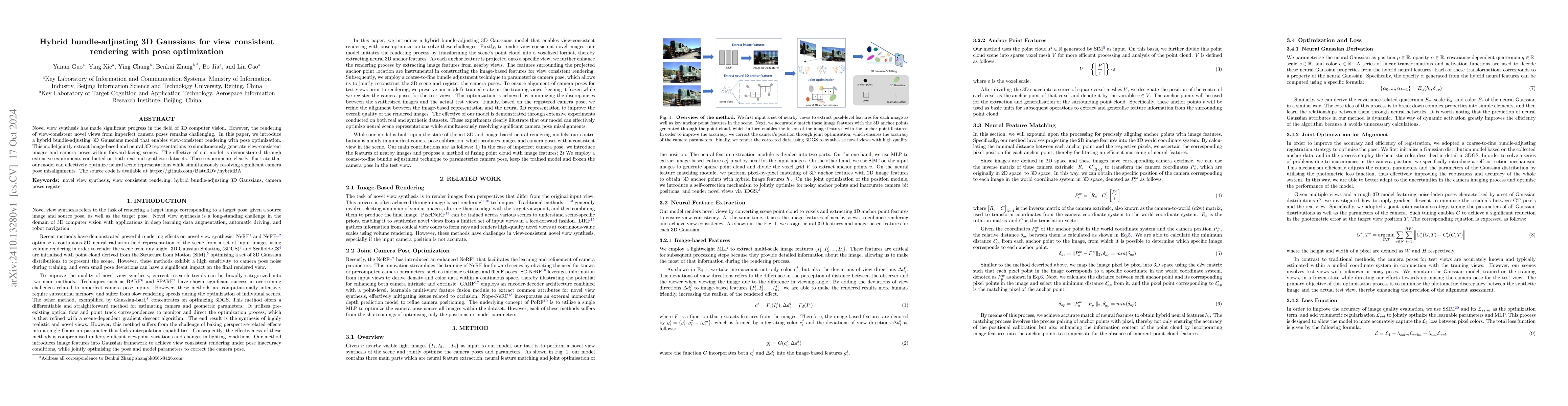 Thumbnail for Hybrid bundle-adjusting 3D Gaussians for view consistent rendering with
  pose optimization