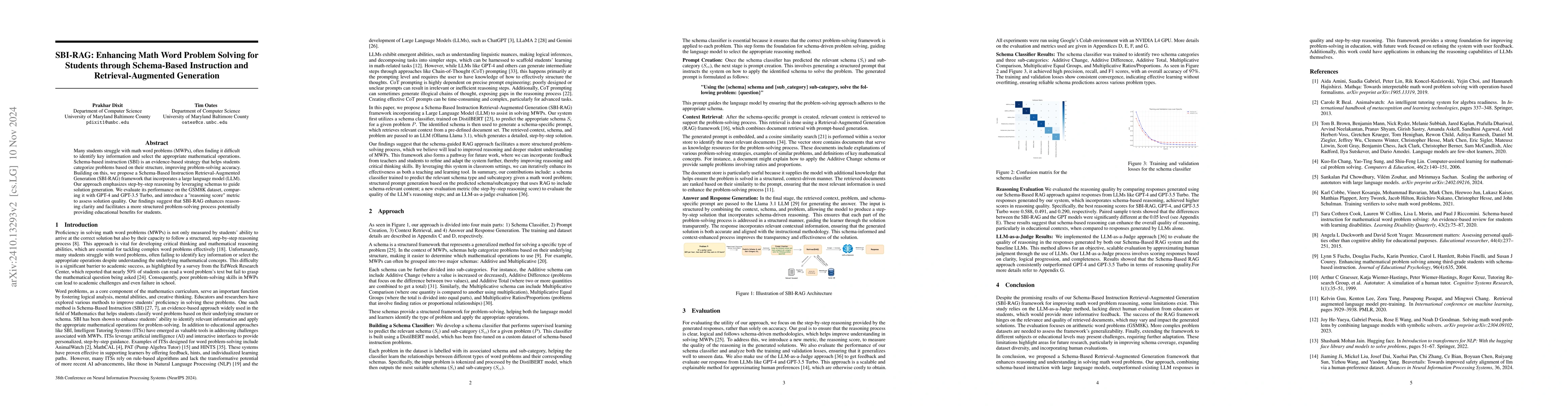 Thumbnail for SBI-RAG: Enhancing Math Word Problem Solving for Students through
  Schema-Based Instruction and Retrieval-Augmented Generation