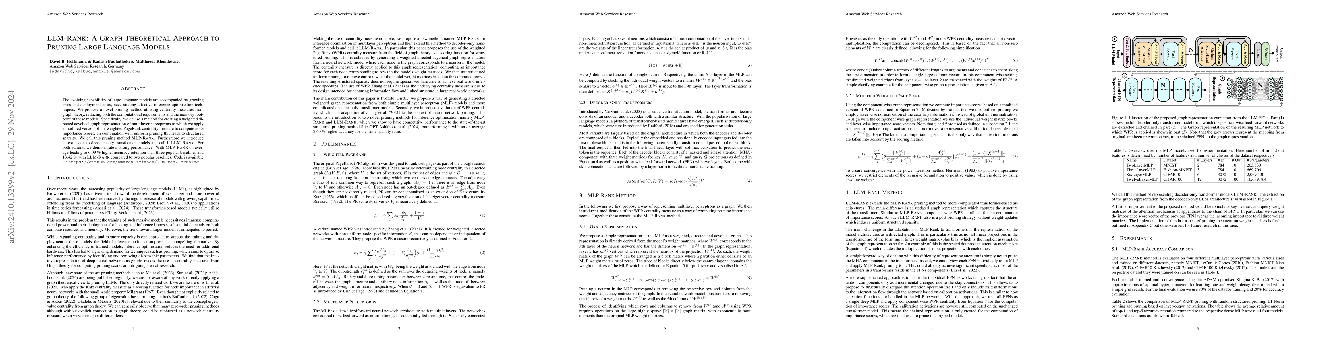 Thumbnail for LLM-Rank: A Graph Theoretical Approach to Pruning Large Language Models