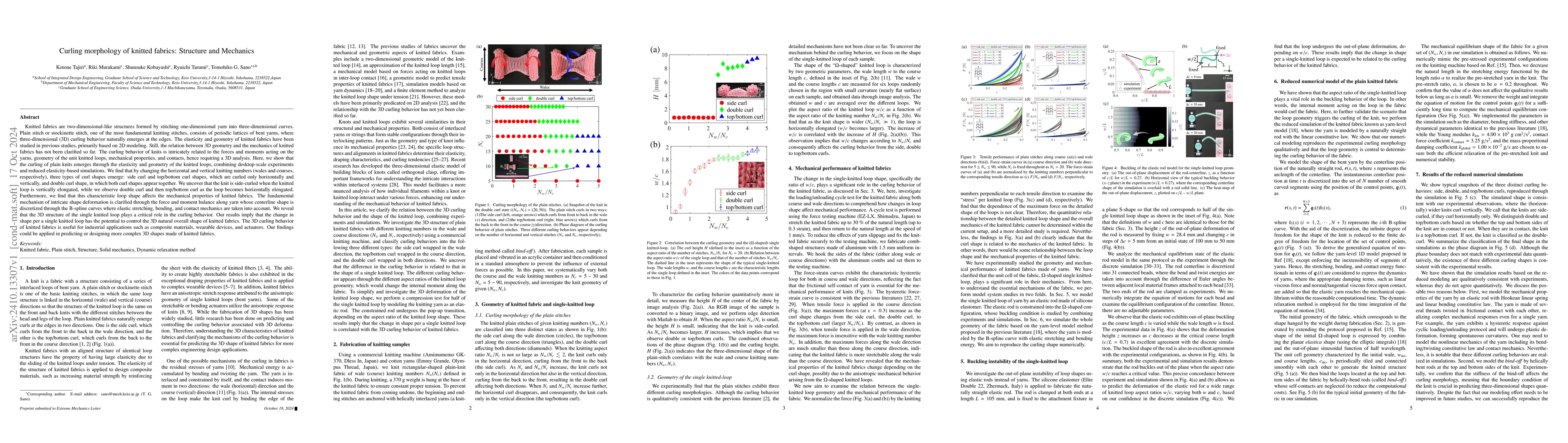 Thumbnail for Curling morphology of knitted fabrics: Structure and Mechanics