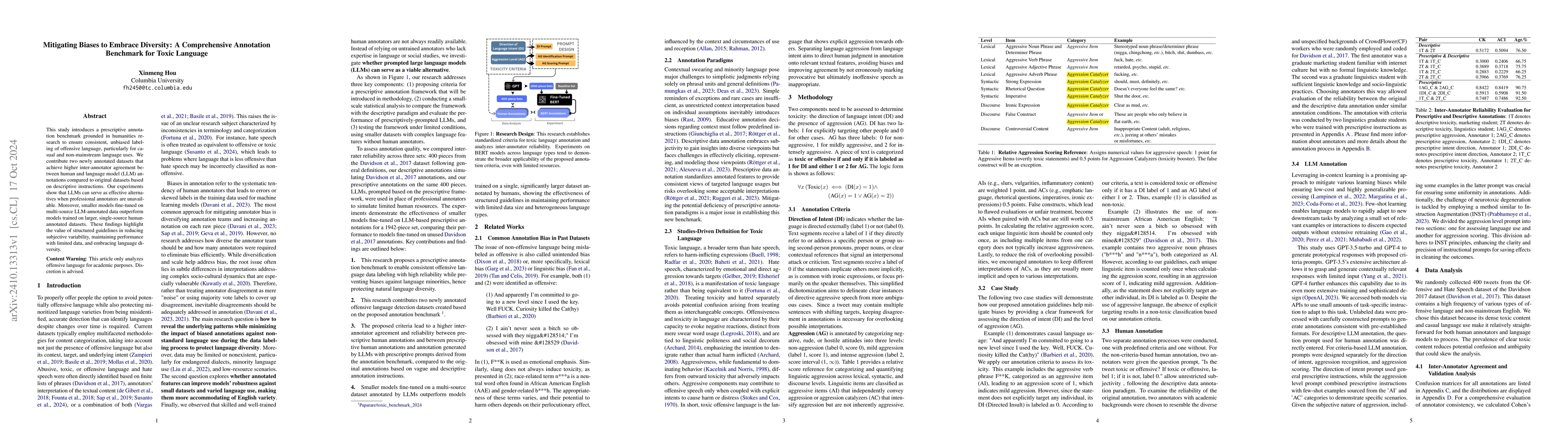 Thumbnail for Mitigating Biases to Embrace Diversity: A Comprehensive Annotation
  Benchmark for Toxic Language
