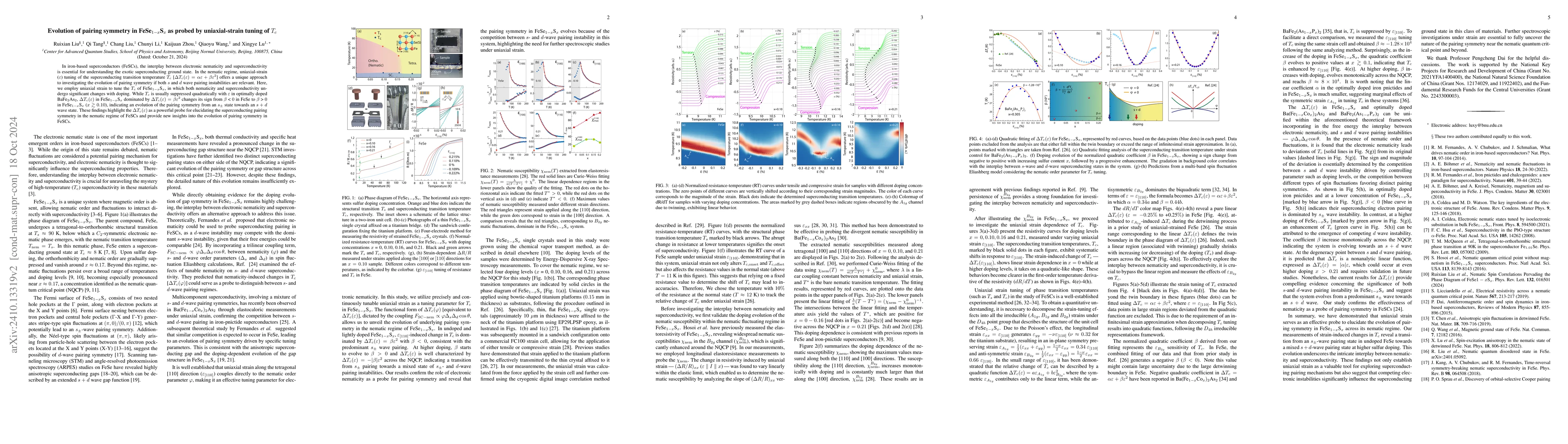 Thumbnail for Evolution of pairing symmetry in FeSe$_{1-x}$S$_x$ as probed by
  uniaxial-strain tuning of $T_c$