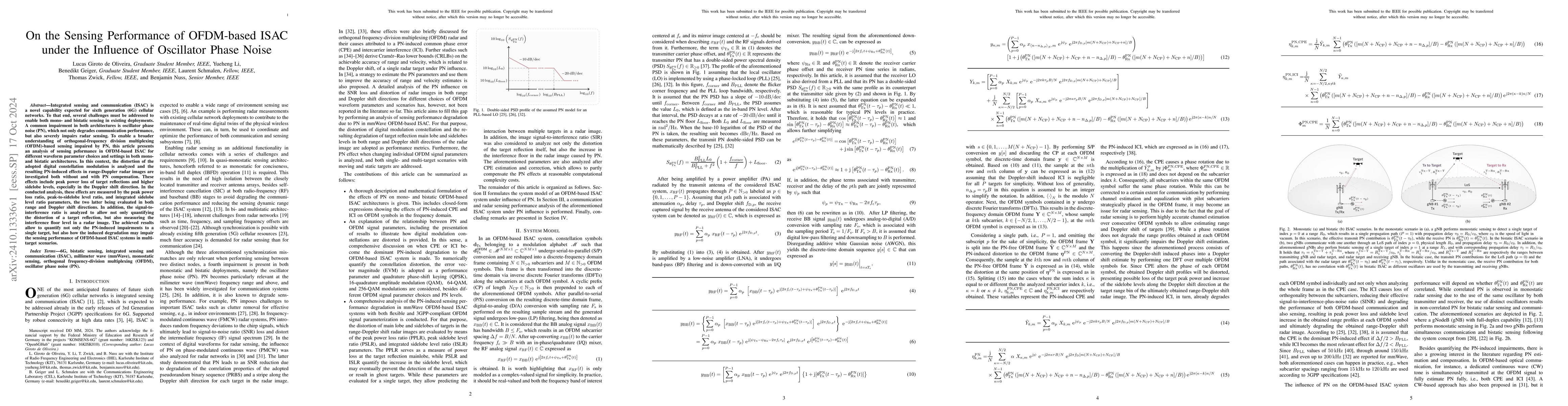 Thumbnail for On the Sensing Performance of OFDM-based ISAC under the Influence of
  Oscillator Phase Noise