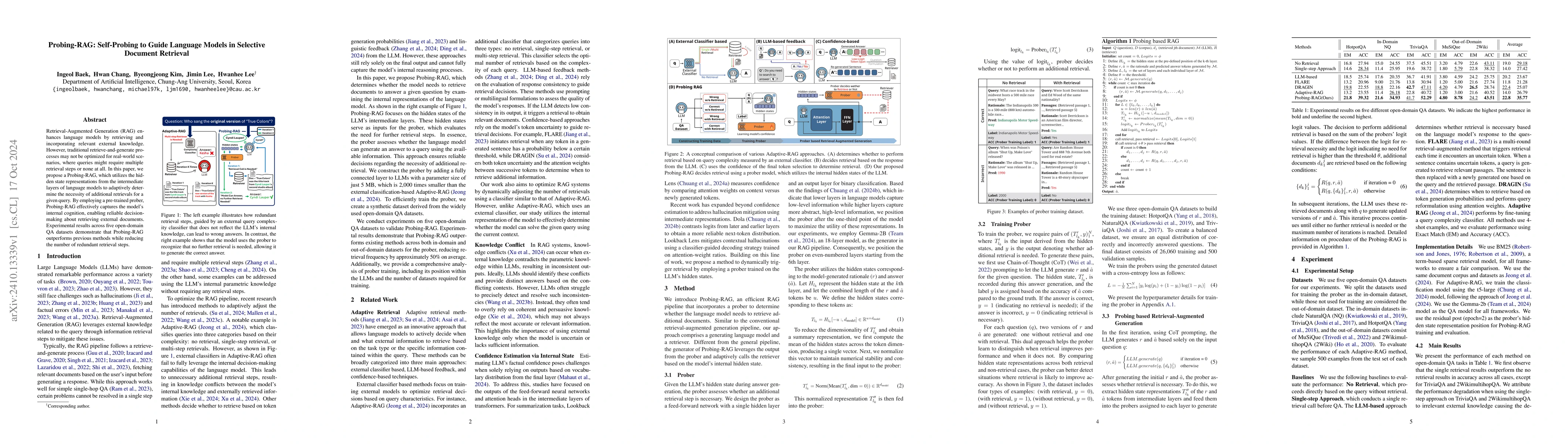 Thumbnail for Probing-RAG: Self-Probing to Guide Language Models in Selective Document
  Retrieval