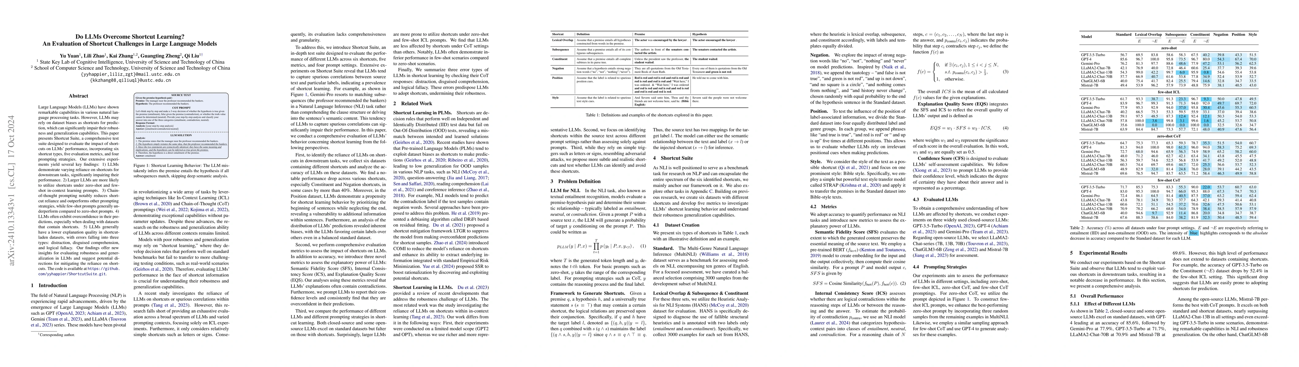 Thumbnail for Do LLMs Overcome Shortcut Learning? An Evaluation of Shortcut Challenges
  in Large Language Models