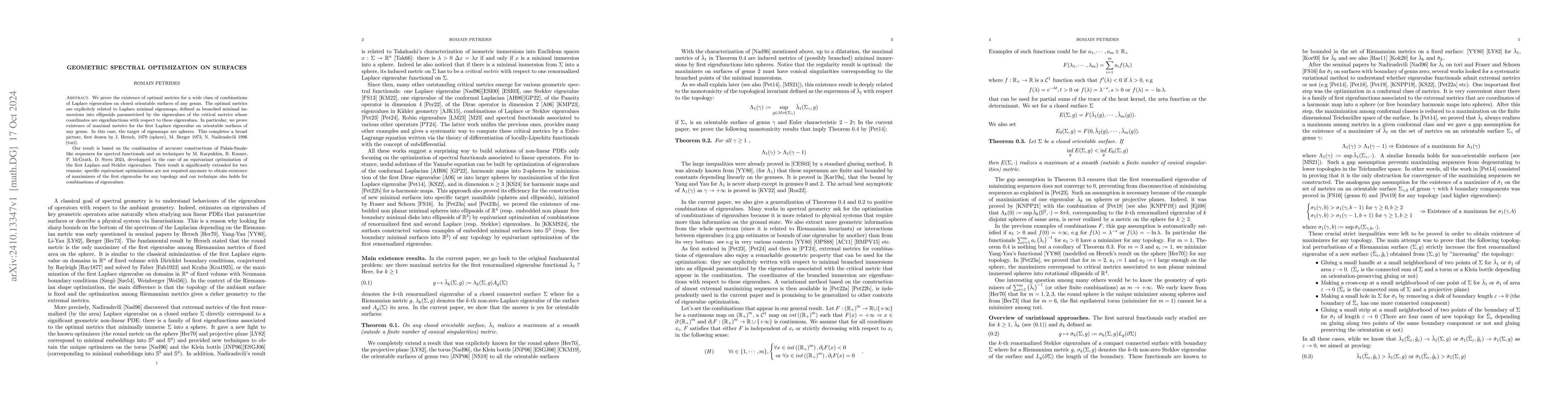 Thumbnail for Geometric spectral optimization on surfaces