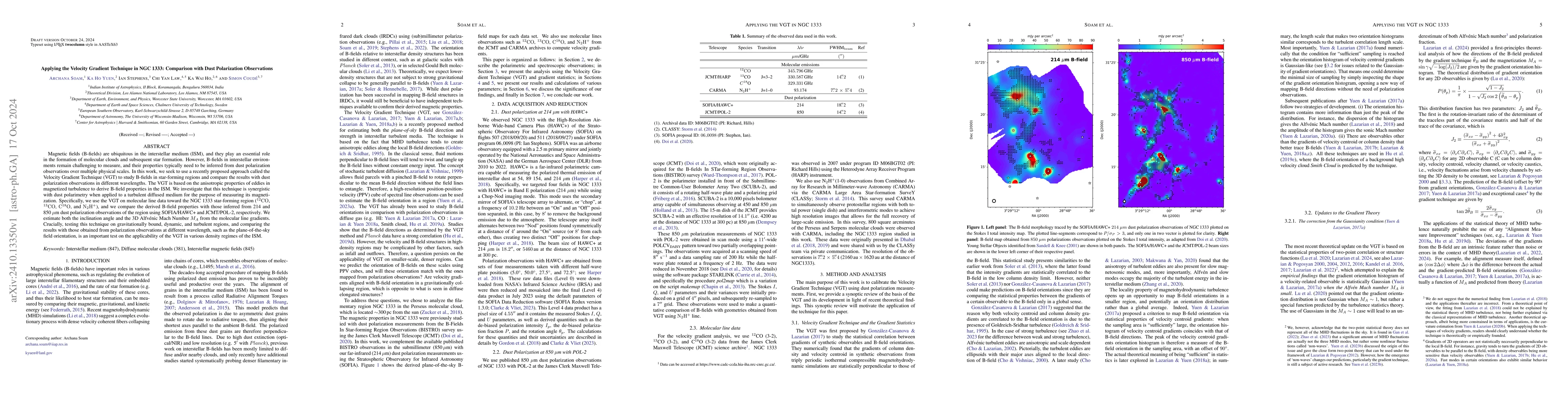 Thumbnail for Applying the Velocity Gradient Technique in NGC 1333: Comparison with
  Dust Polarization Observations