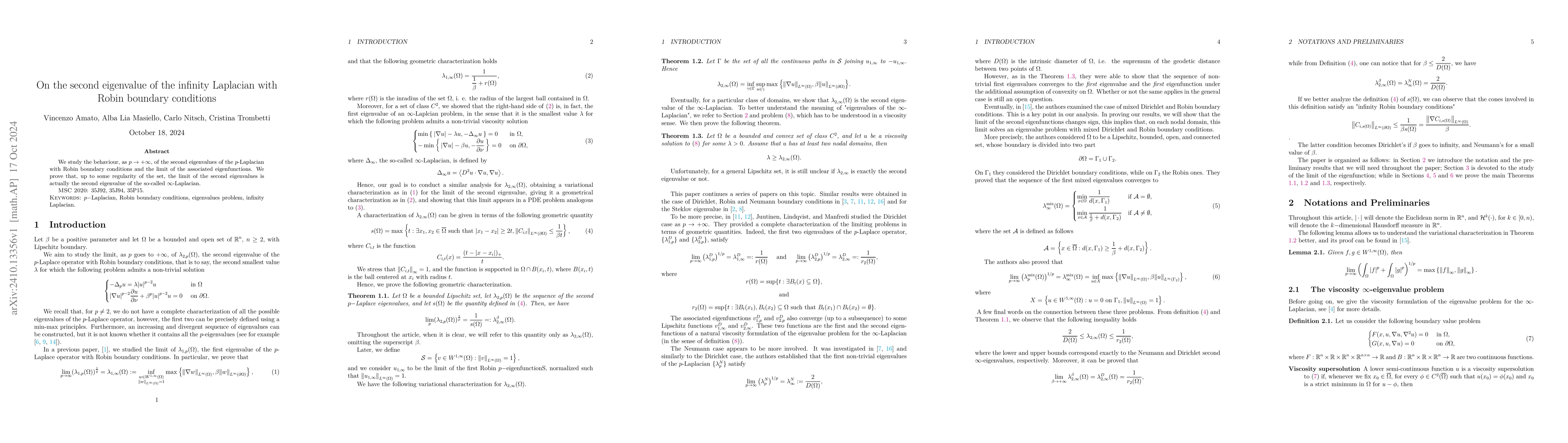 Thumbnail for On the second eigenvalue of the infinity Laplacian with Robin boundary
  conditions