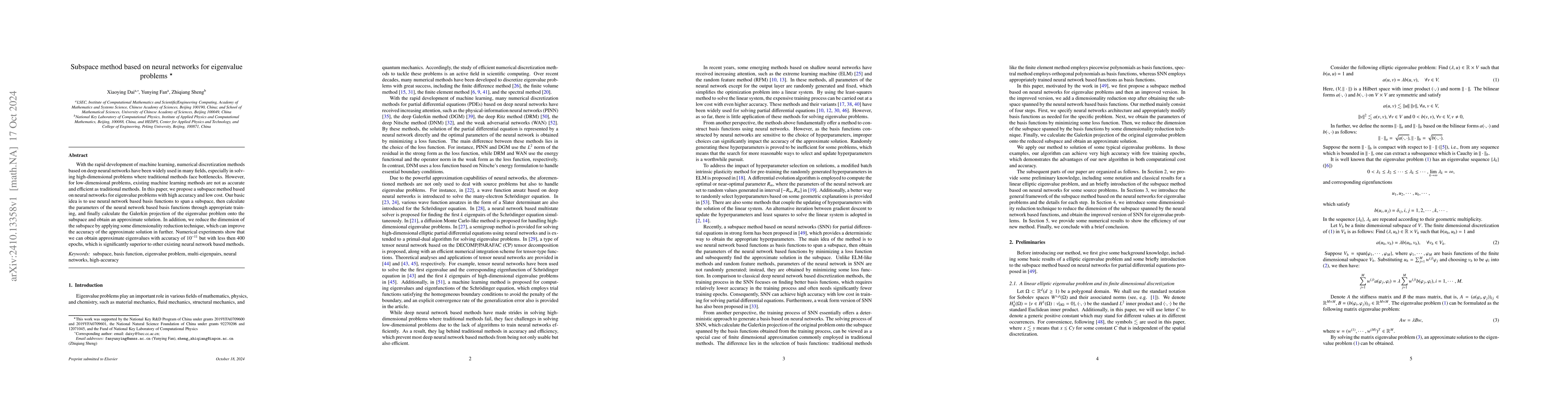 Thumbnail for Subspace method based on neural networks for eigenvalue problems