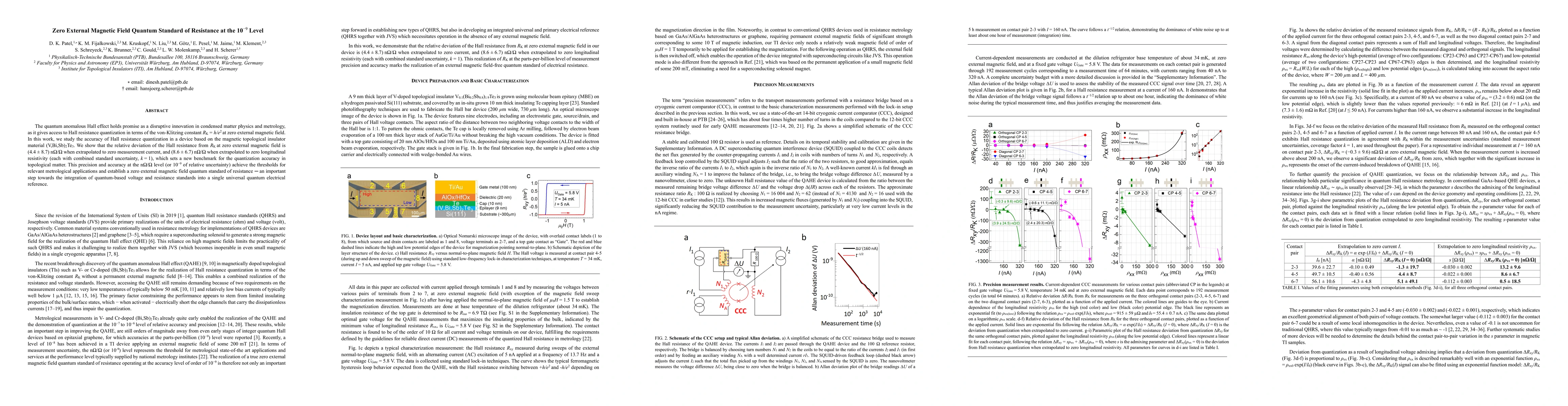 Thumbnail for Zero external magnetic field quantum standard of resistance at the 10-9
  level