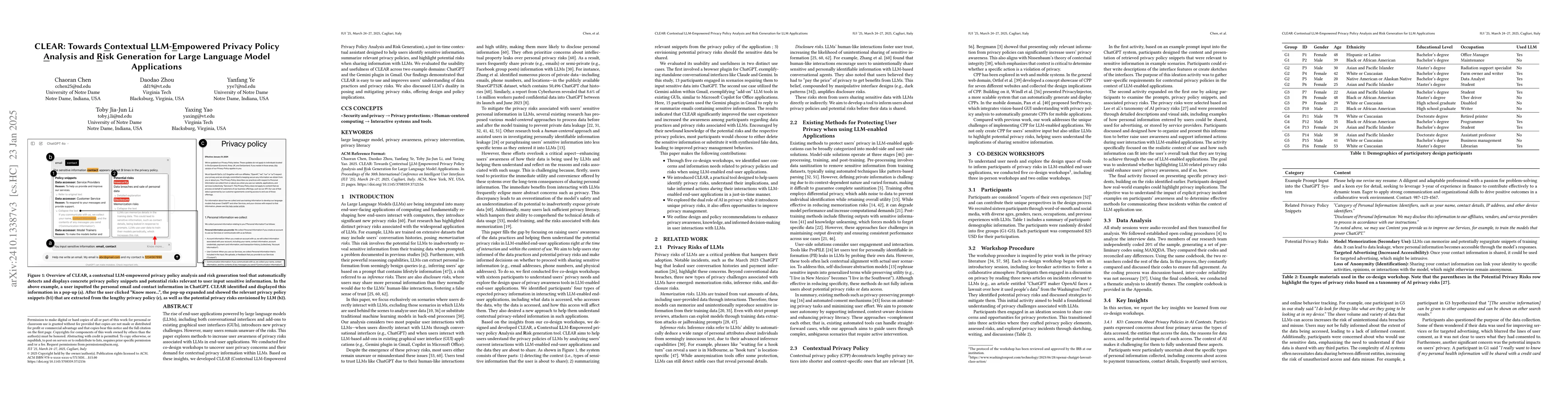 Thumbnail for CLEAR: Towards Contextual LLM-Empowered Privacy Policy Analysis and Risk
  Generation for Large Language Model Applications