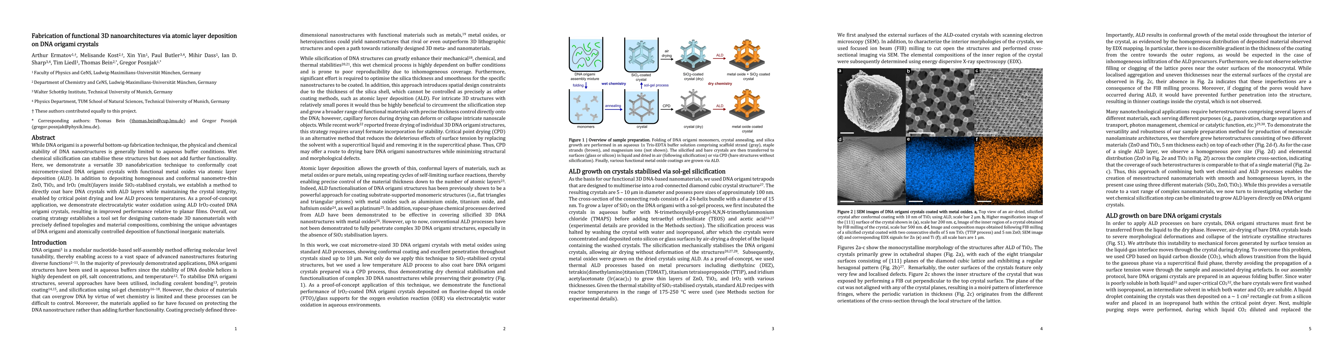 Thumbnail for Fabrication of functional 3D nanoarchitectures via atomic layer
  deposition on DNA origami crystals