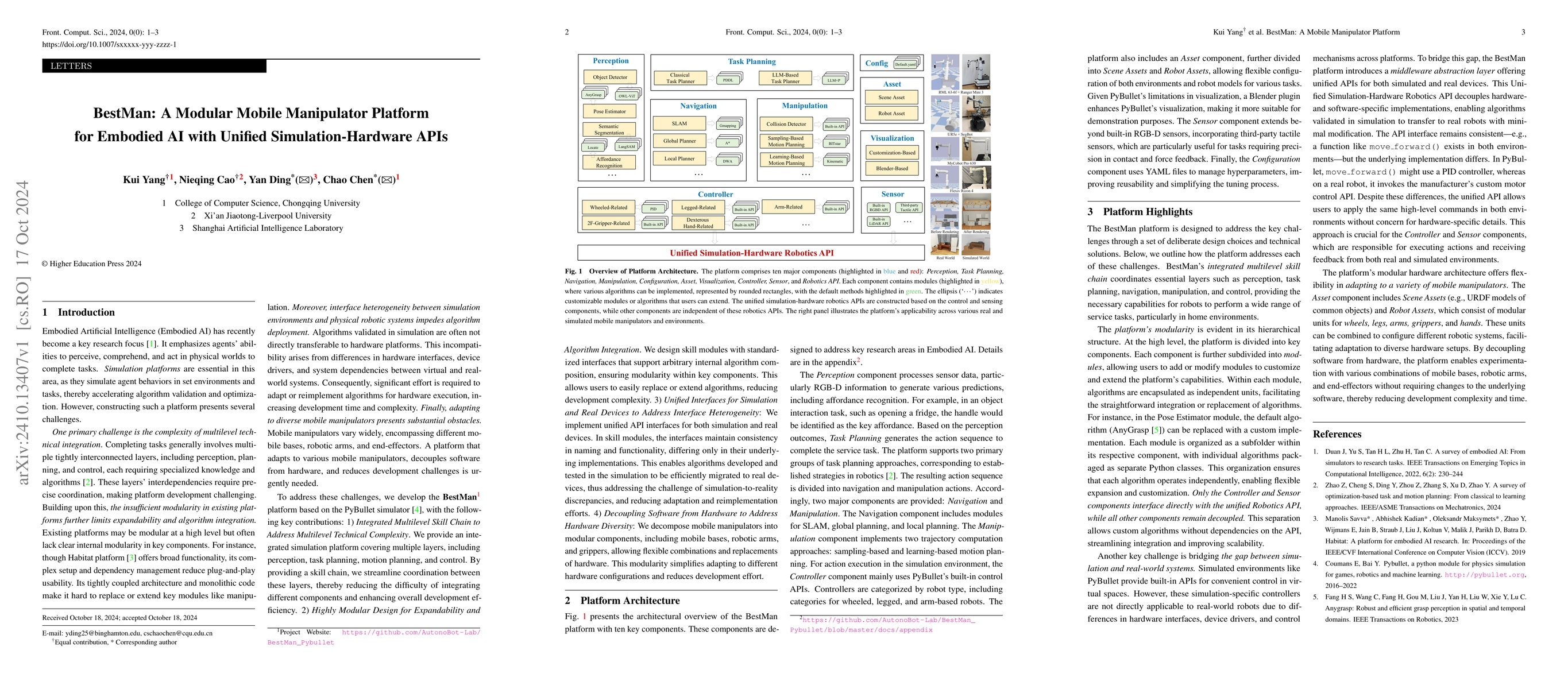 Thumbnail for BestMan: A Modular Mobile Manipulator Platform for Embodied AI with
  Unified Simulation-Hardware APIs