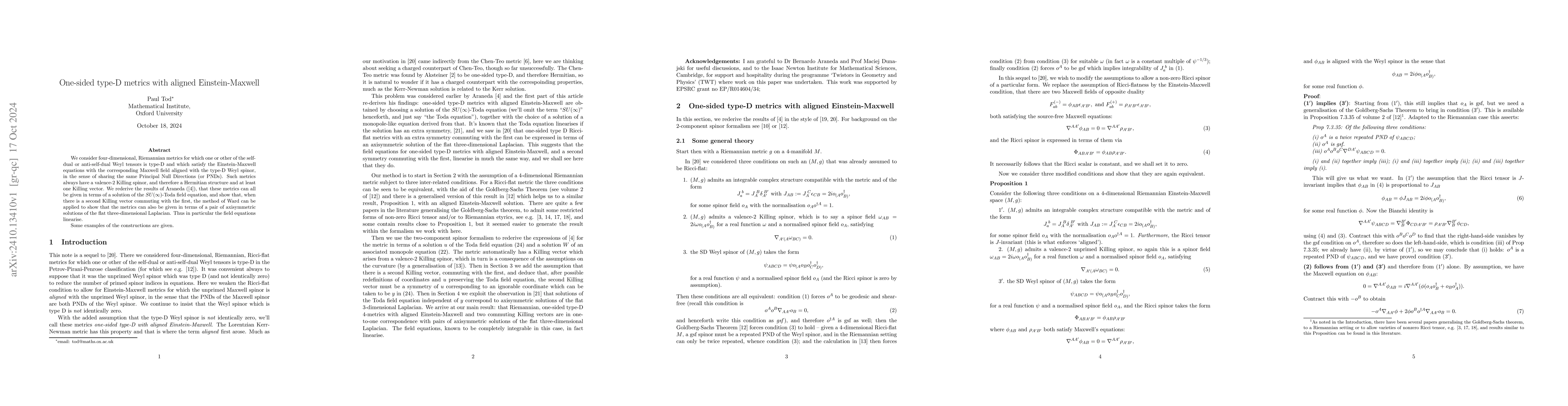 Thumbnail for One-sided type-D metrics with aligned Einstein-Maxwell