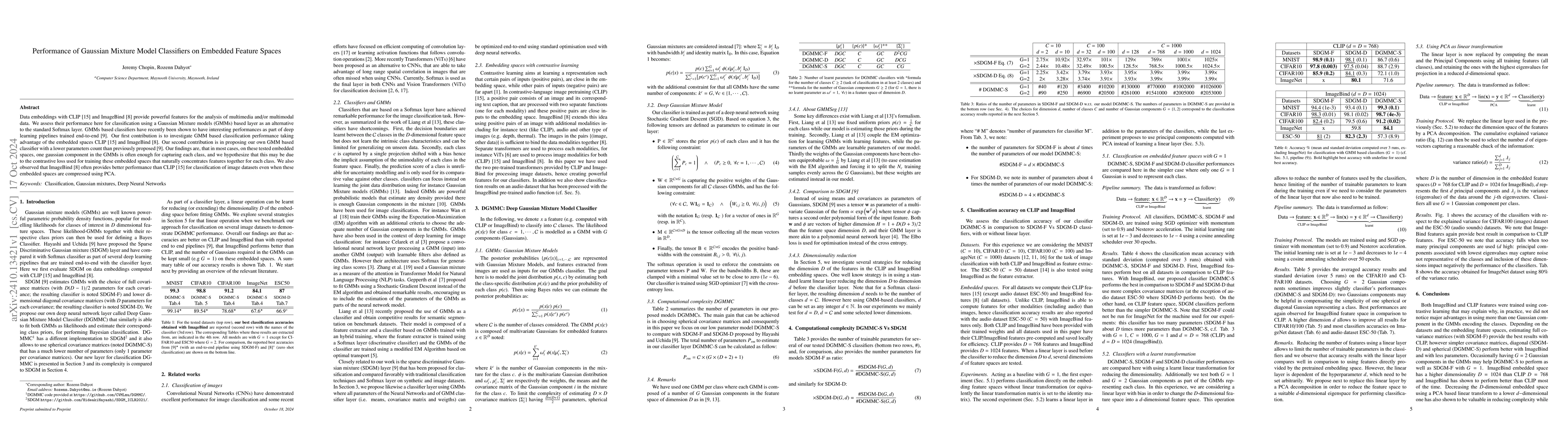 Thumbnail for Performance of Gaussian Mixture Model Classifiers on Embedded Feature
  Spaces