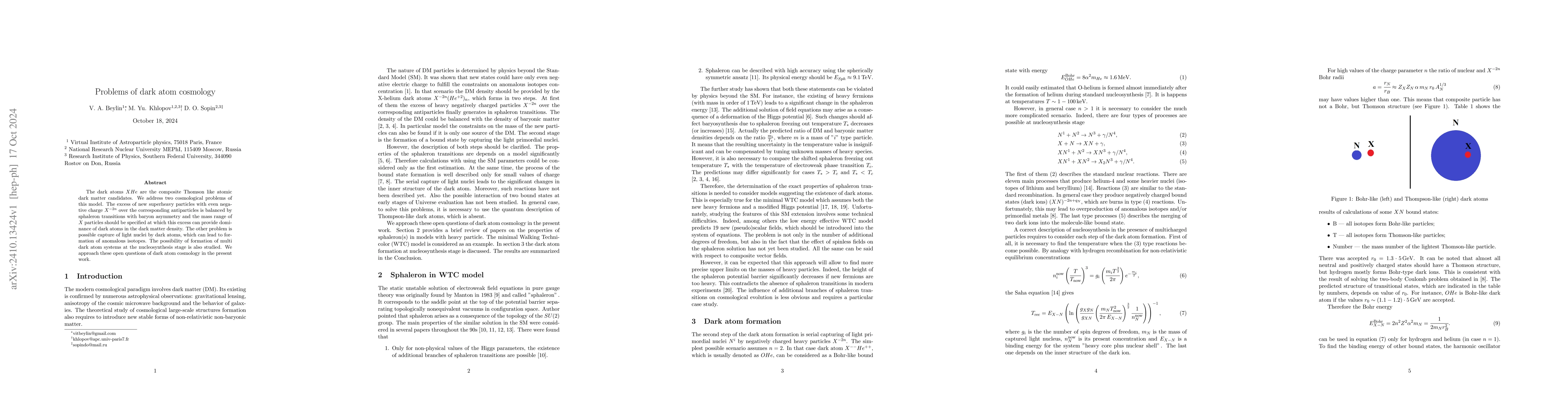 Thumbnail for Problems of dark atom cosmology