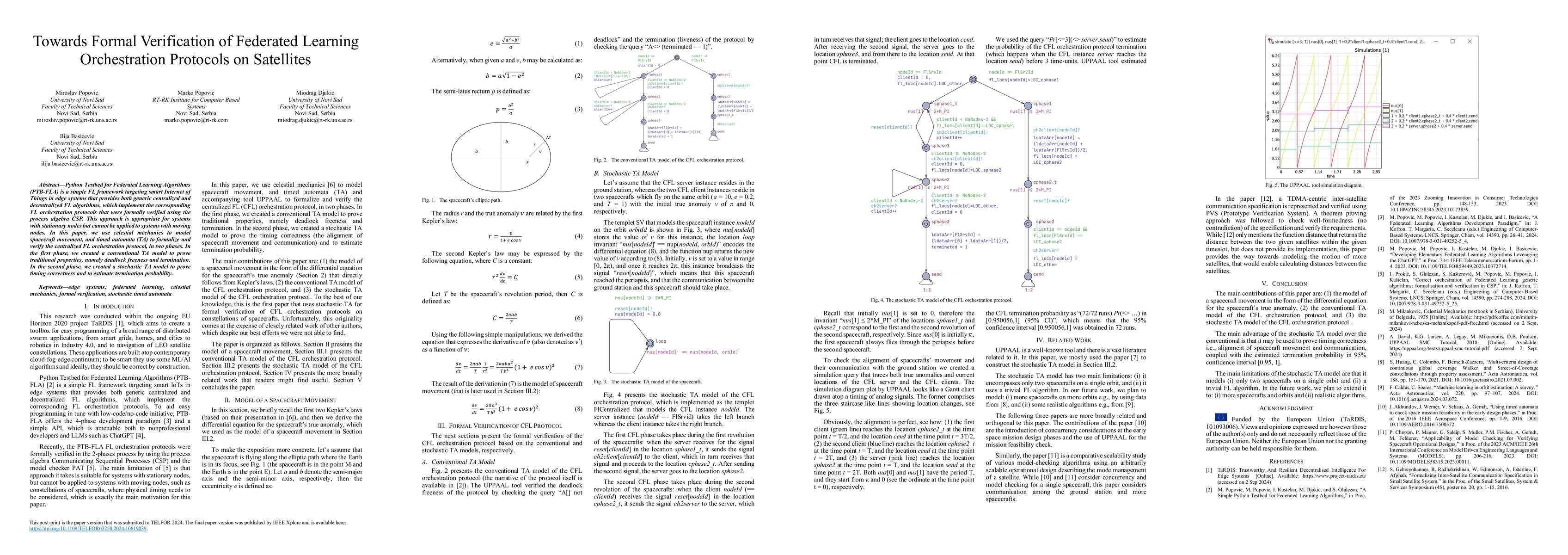 Thumbnail for Towards Formal Verification of Federated Learning Orchestration
  Protocols on Satellites