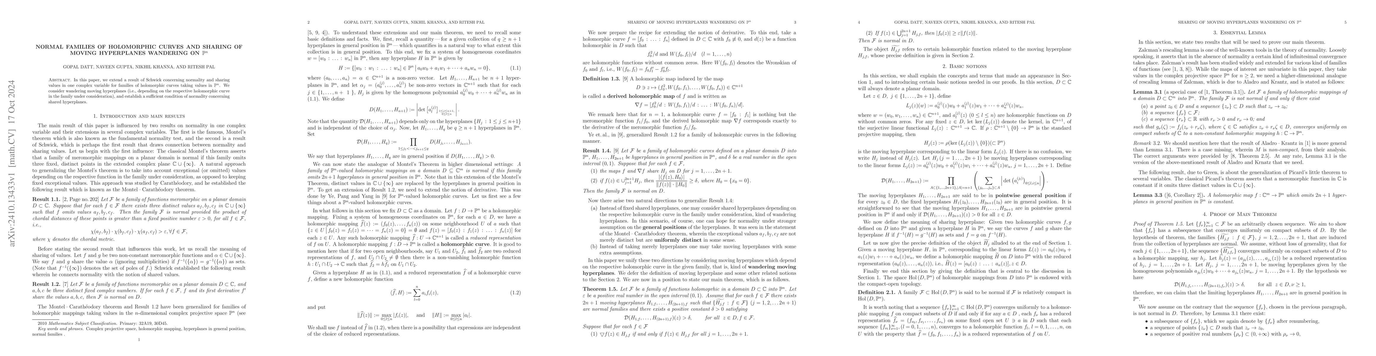 Thumbnail for Normal Families of Holomorphic Curves and Sharing of Moving Hyperplanes
  Wandering on $\mathbb{P}^n$