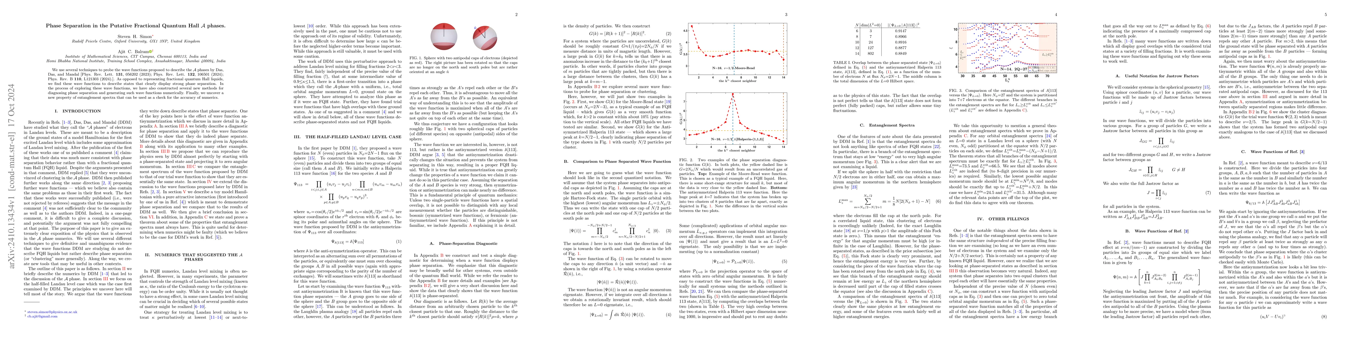Thumbnail for Phase Separation in the Putative Fractional Quantum Hall A phases