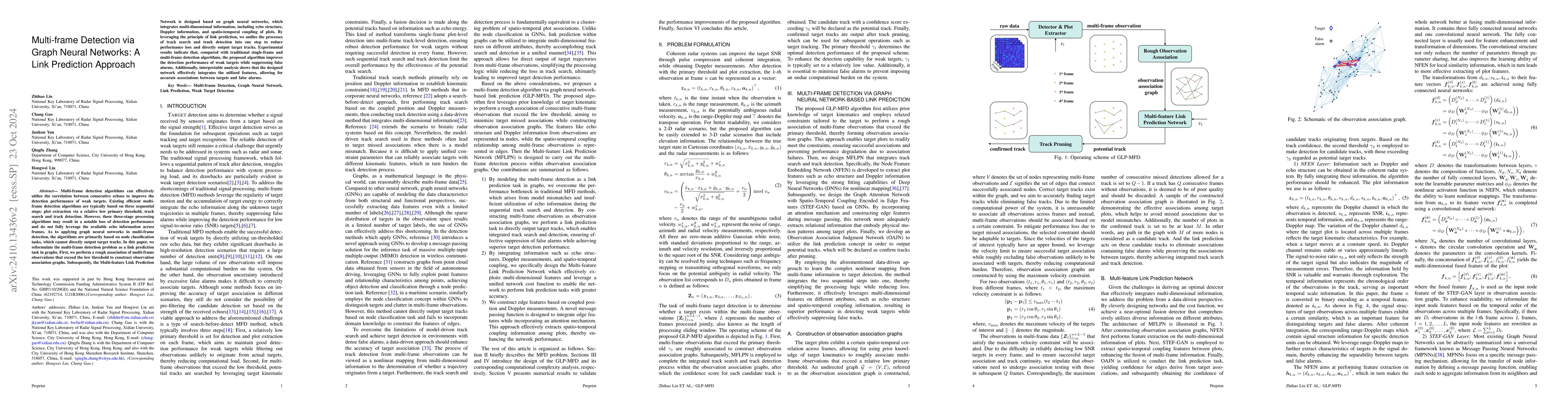 Thumbnail for Multi-frame Detection via Graph Neural Networks: A Link Prediction
  Approach